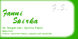 fanni spirka business card